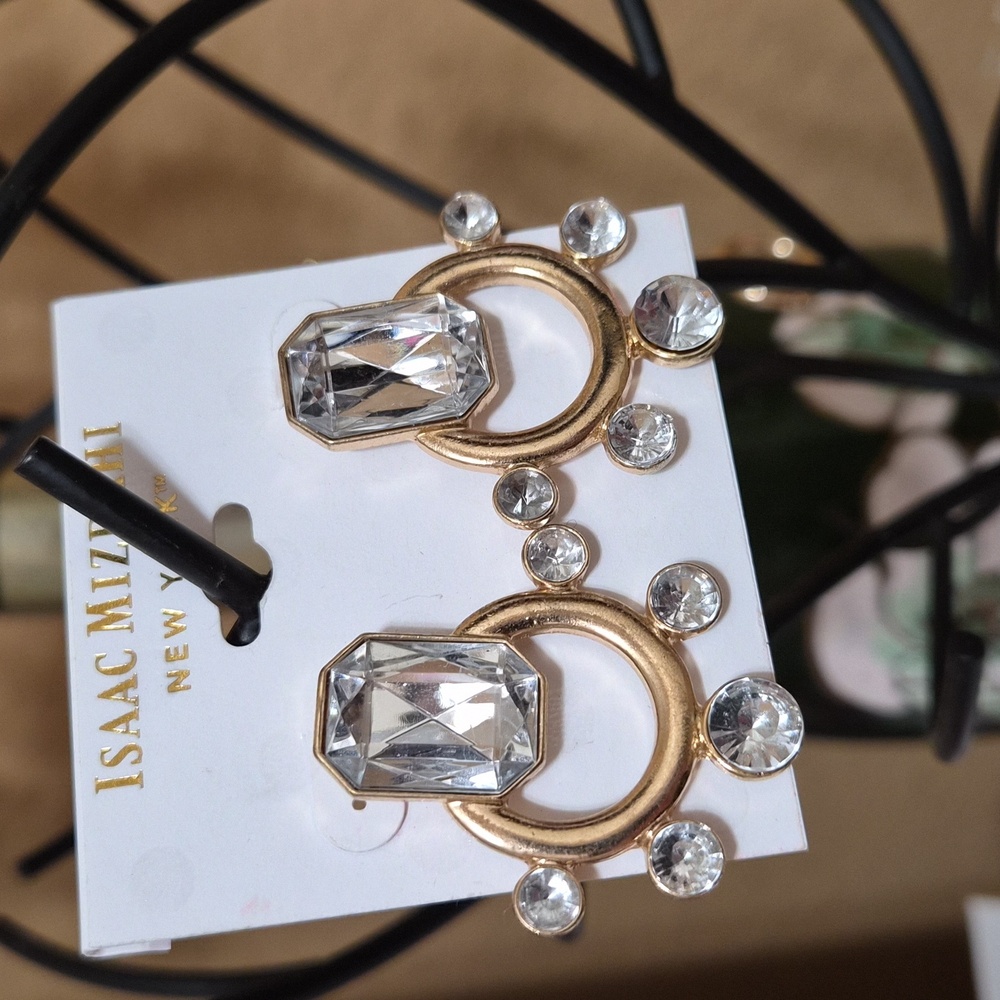 Isaac Mizrahi Gold CZ Chunky Earrings - Picture 3 of 3